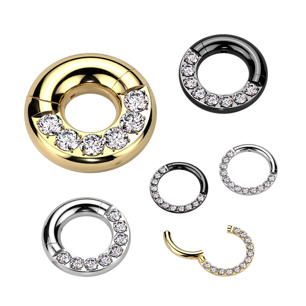 PRONG GEM INLAY 8G HINGED TITANIUM