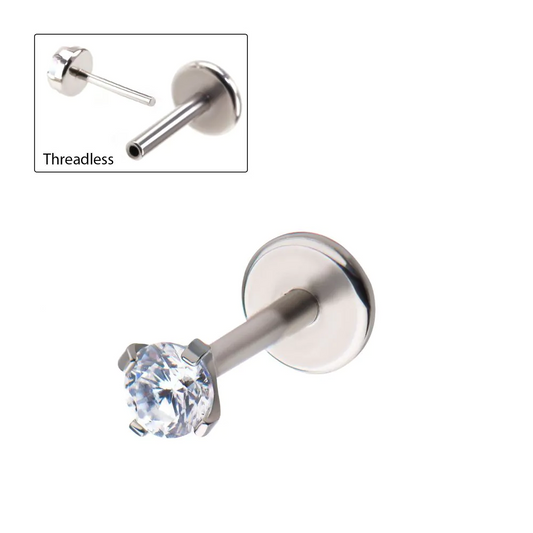 Prong Jewel Threadless Labret 18g