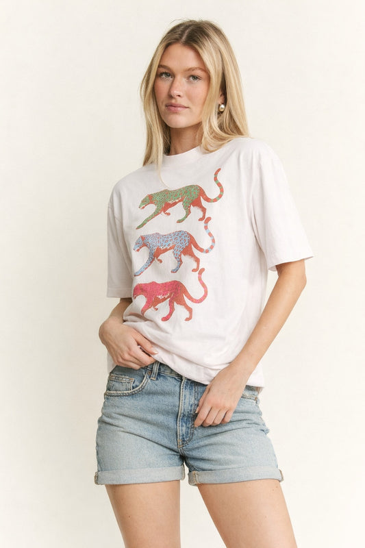 Three Cheetah Graphic Plus Size Tee