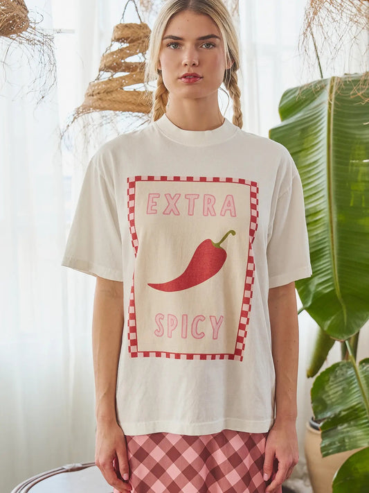 Extra Spicy Chili Pepper Checkerboard Plus Size Graphic Tee