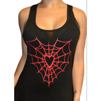 Heart Shaped Spider Web Racerback Tank Top