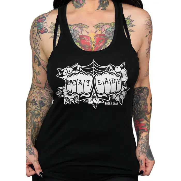 Cat Lady Knuckles Racerback Tank Top