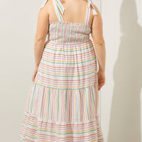 Stripe Smocking Dress Plus