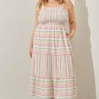 Stripe Smocking Dress Plus