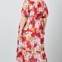 Large Floral Print Tiered Maxi Dress