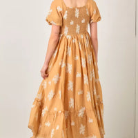 Embroidered Sleeve Square Neck Maxi Dress