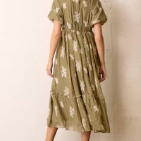 Embroidered Sleeve Maxi Dress