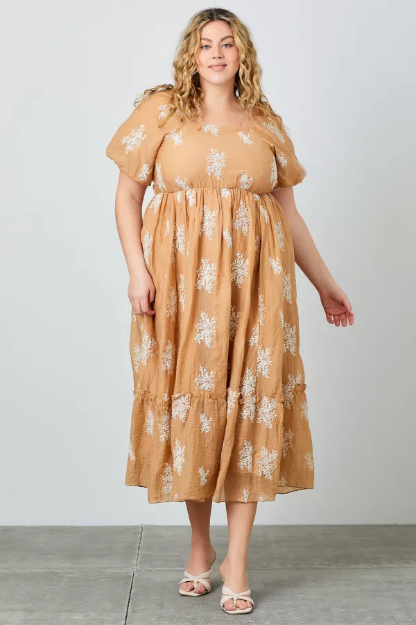 Embroidered Sleeve Maxi Dress
