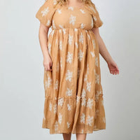 Embroidered Sleeve Maxi Dress