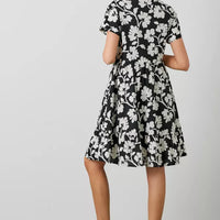 Poplin Printed Midi Tiered Shirt Dress