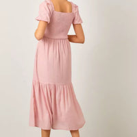 Textured Woven Smocked Maxi Dress