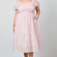Textured Woven Smocked Maxi Dress