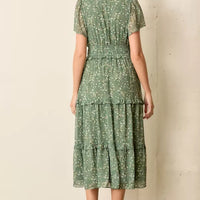 Sage Floral Midi Dress