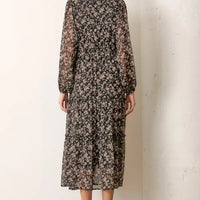 Printed Floral V Neck Maxi Dress