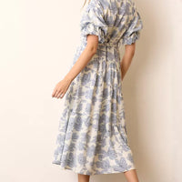 Blue Multi Floral Print Maxi Shirt Dress