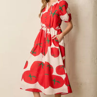 Tomato Printed Bubble Sleeve Dress