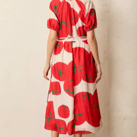 Tomato Printed Bubble Sleeve Dress