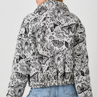 Floral Jaquard Puff Jacket