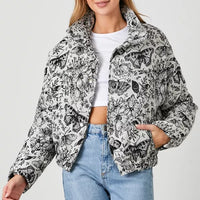 Floral Jaquard Puff Jacket
