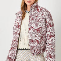Floral Jaquard Puff Jacket