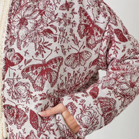 Floral Jaquard Pluff Plus Size Jacket