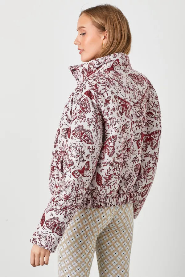 Floral Jaquard Pluff Plus Size Jacket