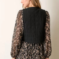 Printed Flower Checker Vest With Tie Detail