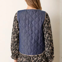 Denim Padded Vest With Tie