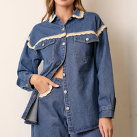 Denim Jacket With Embellished Trim