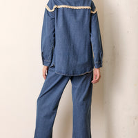 Denim Jacket With Embellished Trim