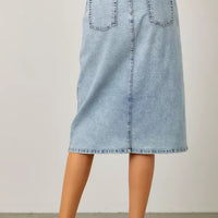 Denim Maxi Pencil Skirt With Front Slit