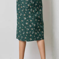 Green Floral Midi Skirt
