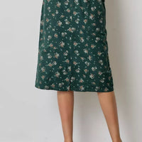 Green Floral Midi Skirt