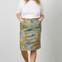 Print Skirt W Square Pocket Plus Size