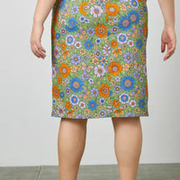 Print Skirt W Square Pocket Plus Size