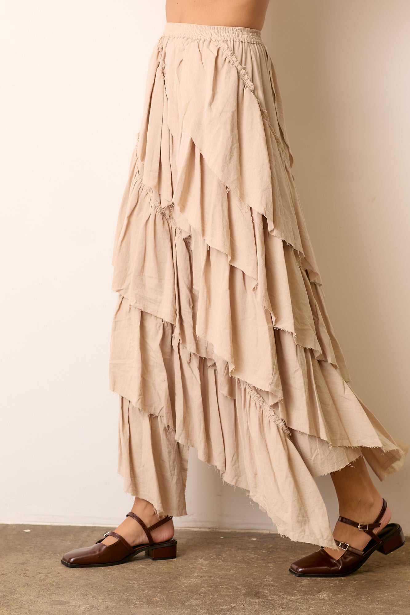 Tiered Cotton Maxi Skirt
