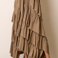 Tiered Cotton Maxi Skirt