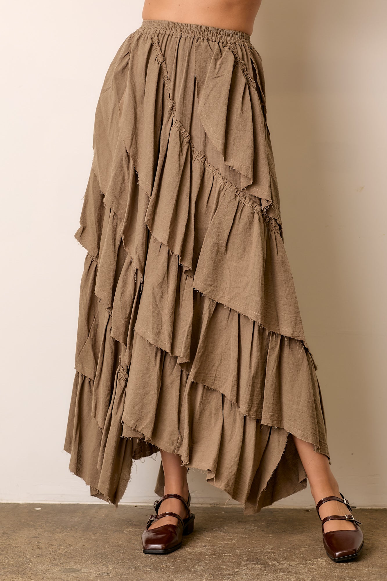 Tiered Cotton Maxi Skirt