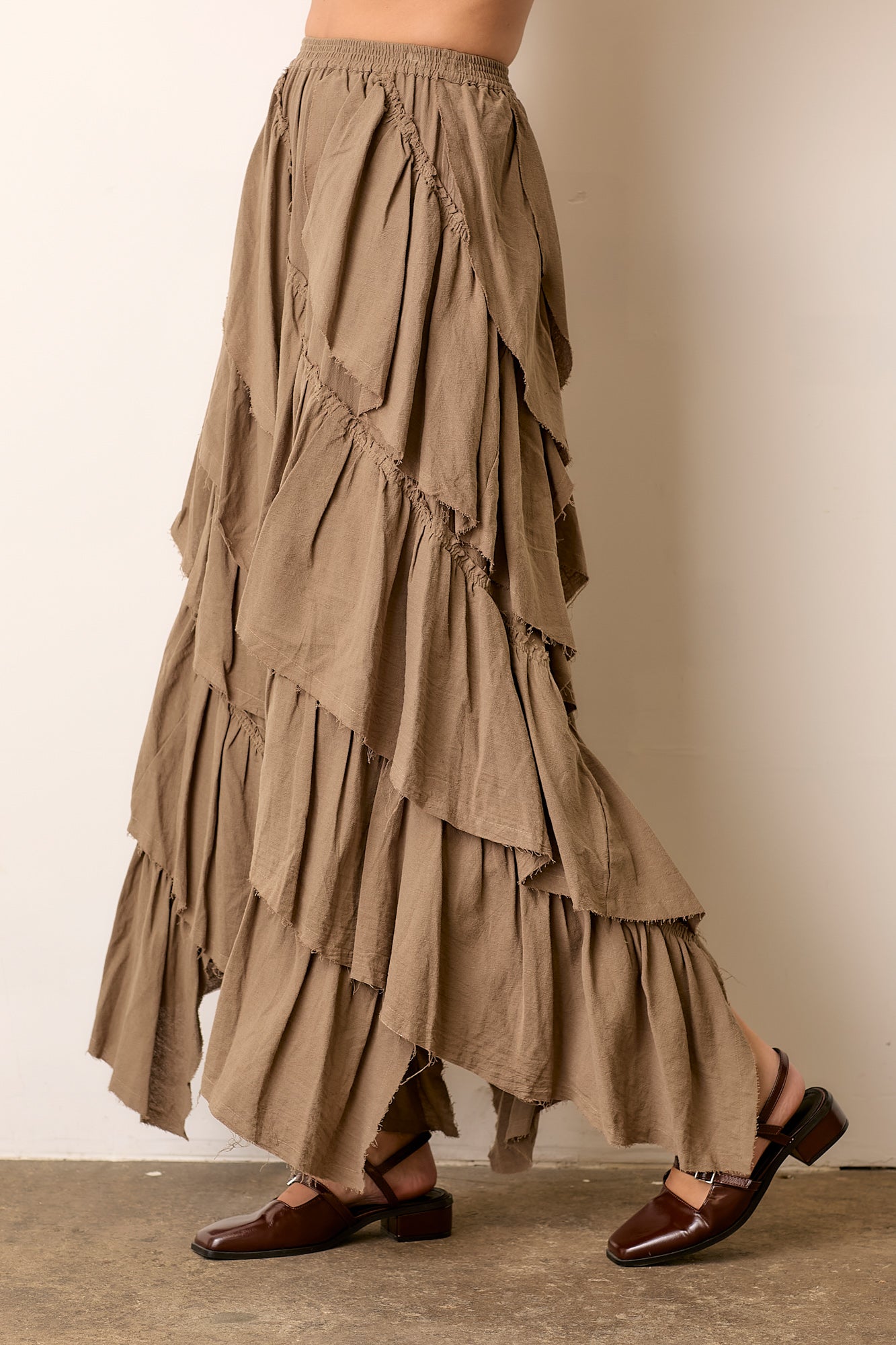 Tiered Cotton Maxi Skirt
