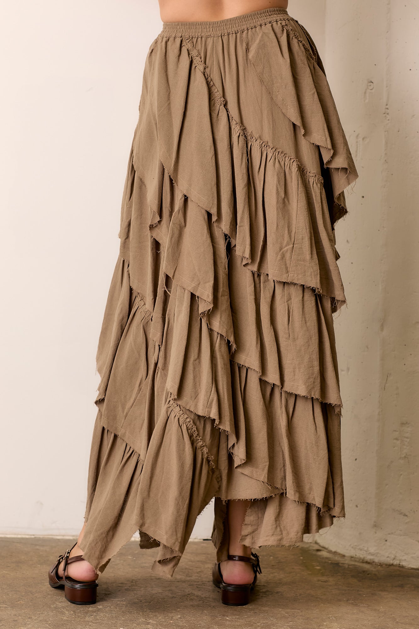 Tiered Cotton Maxi Skirt
