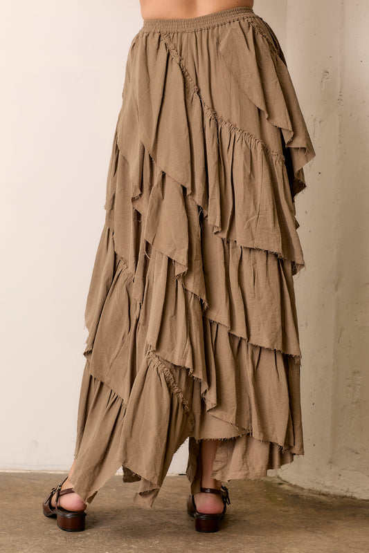 Tiered Cotton Maxi Skirt