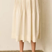 Cream Solid Midi Skirt