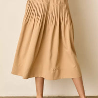 Tan Solid Midi Skirt
