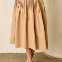 Tan Solid Midi Skirt