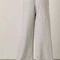 Ribbed Knit Pants With Adustable Waist Tie