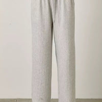 Ribbed Knit Pants With Adustable Waist Tie