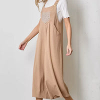 Taupe Floral Pocket Jumpsuit