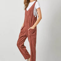 Corduroy Scoop Neck Overalls
