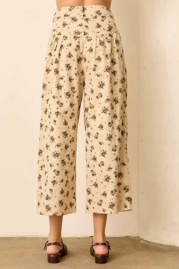 Natural Multi Printed Floral Balloon Pant