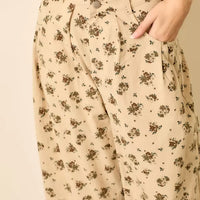 Natural Multi Printed Floral Balloon Pant